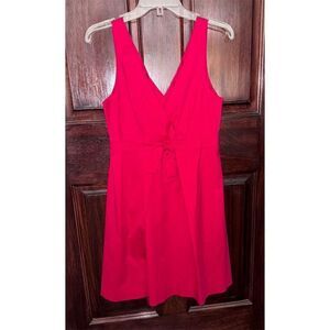 Theory‎ Nabila Red Sleeveless V-neck A-line Pleated Dress Size 8